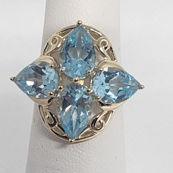10K YELLOW GOLD & TOPAZ RING SIZE 4 - Picture 1 of 9